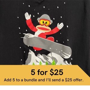 Paul Frank snowboarding monkey t-shirt.
